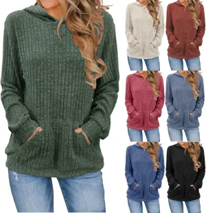 Oversized Hoodies for Women Comfy Long Sleeve Shirts Kangaroo Pocket Pullover Sweatshirts Ribbed Knit Tunic Sweaters