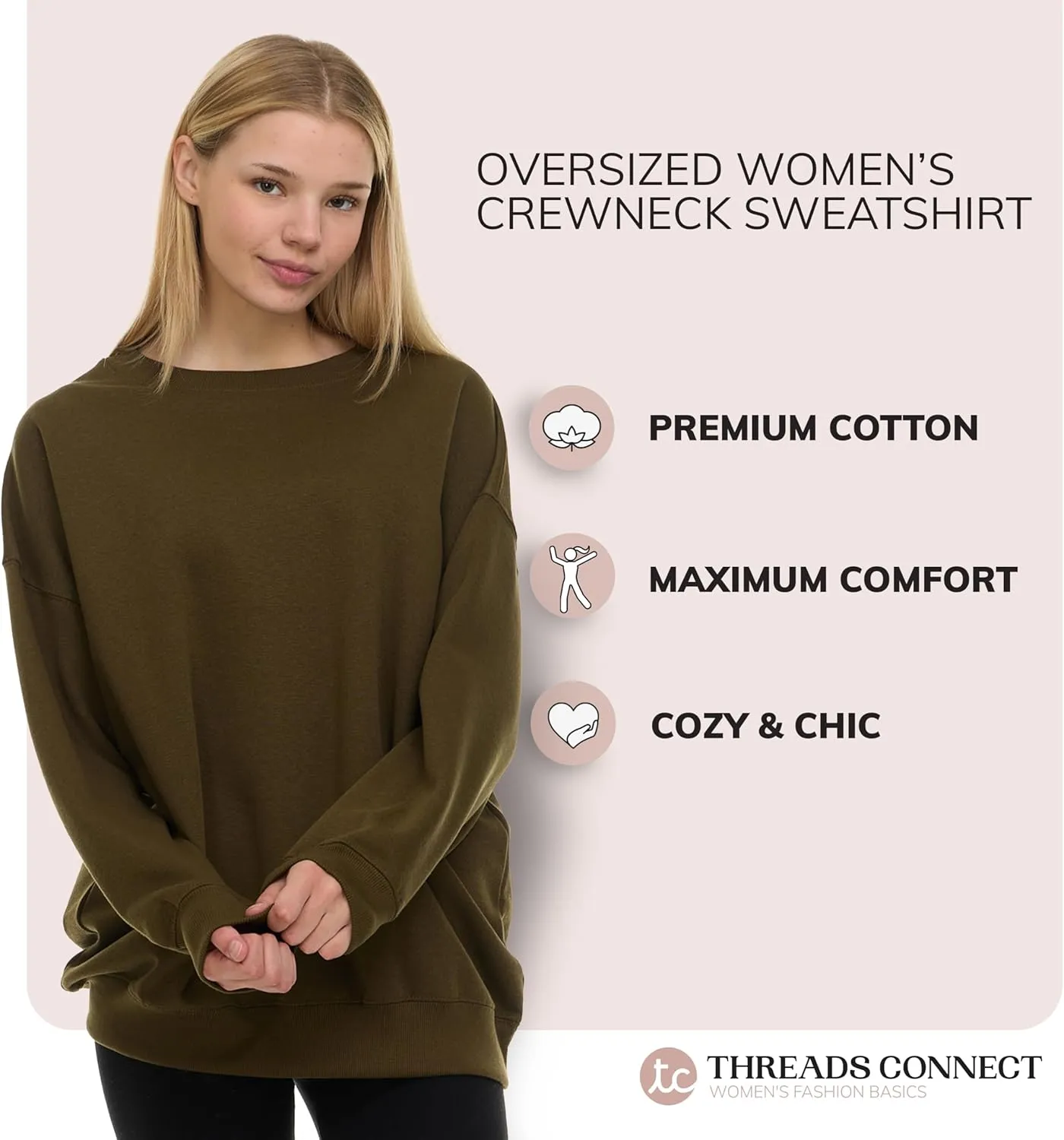 Oversized Sweatshirt for Women  Crewneck Fleece Pullover Soft Trendy Sweatshirt