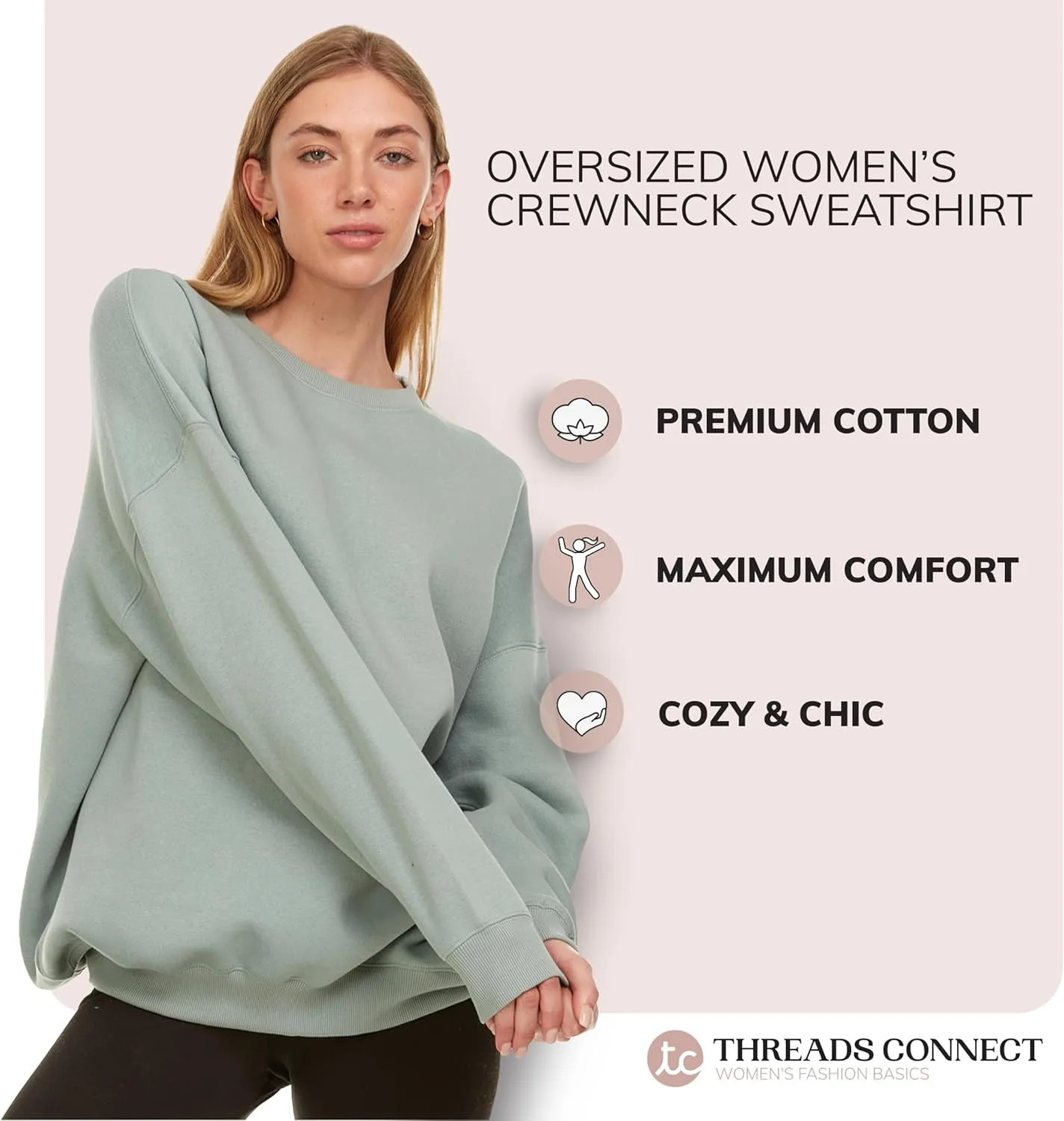 Oversized Sweatshirt for Women  Crewneck Fleece Pullover Soft Trendy Sweatshirt
