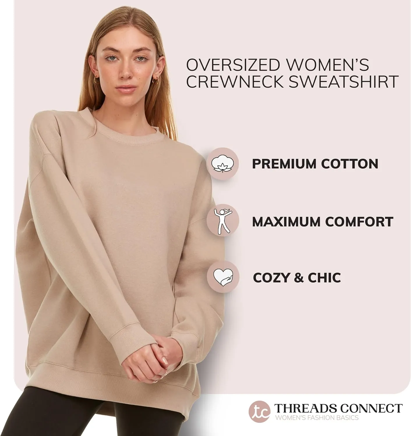 Oversized Sweatshirt for Women  Crewneck Fleece Pullover Soft Trendy Sweatshirt