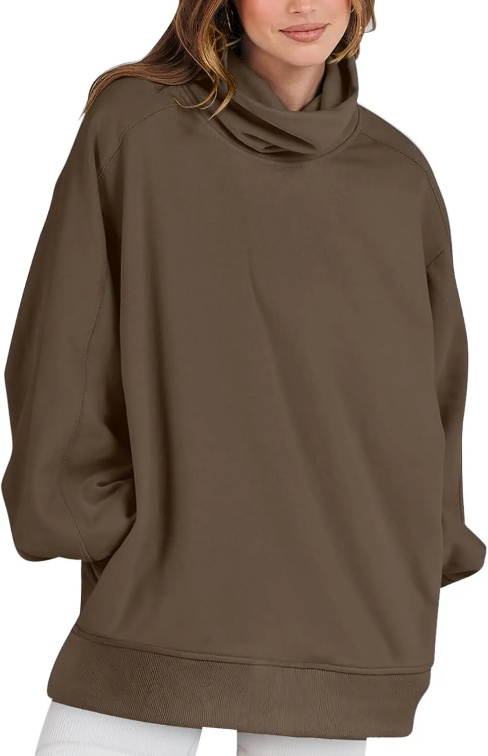 Oversized Sweatshirt For Women Fall Fashion 2024 Casual Solid Cowl Neck Pullover Tops Long Sleeve y2k Hoodies