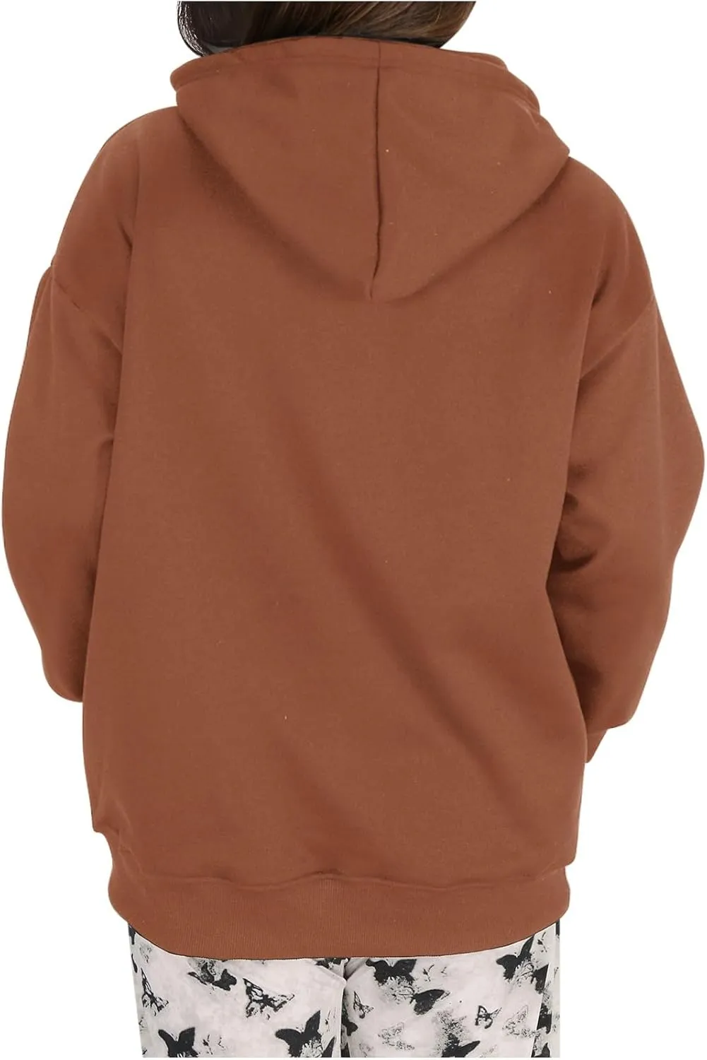 Oversized Sweatshirt For Women Fleece Hoodies Casual Long Sleeve Pullover Top Solid Color Cute Hoodie With Pocket