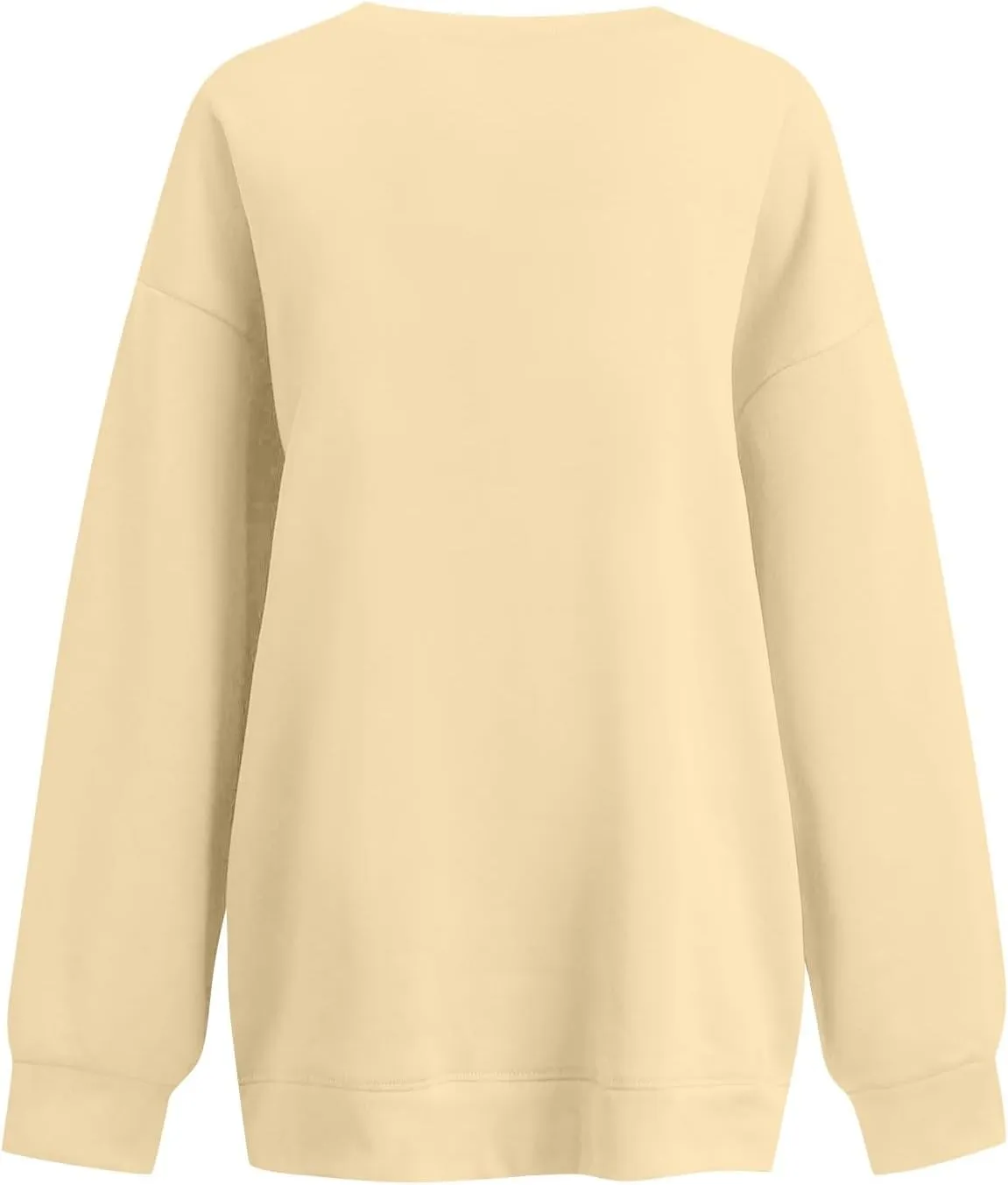 Oversized V Neck Sweatshirt Women Casual Fleece Pullover Sweaters Preppy Cute Teen Long Sleeve Sweat Shirts Y2k Tops
