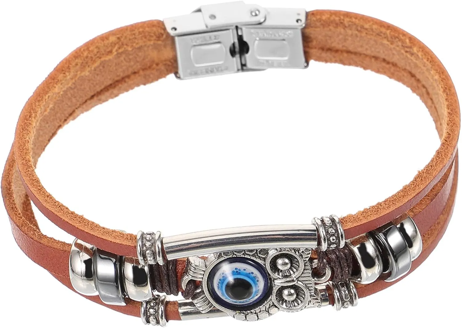 Owl Charm Bracelet Men's Cowhide Bangle Layered Charms Fashionable Jewelry