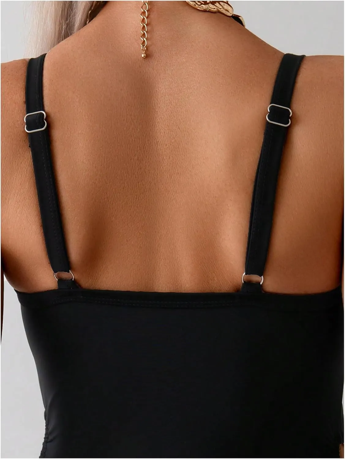 OYOANGLE Women's Maternity One Piece Swimsuits Cut Out Spaghetti Strap Pregnancy Bathing Suits Swimwear