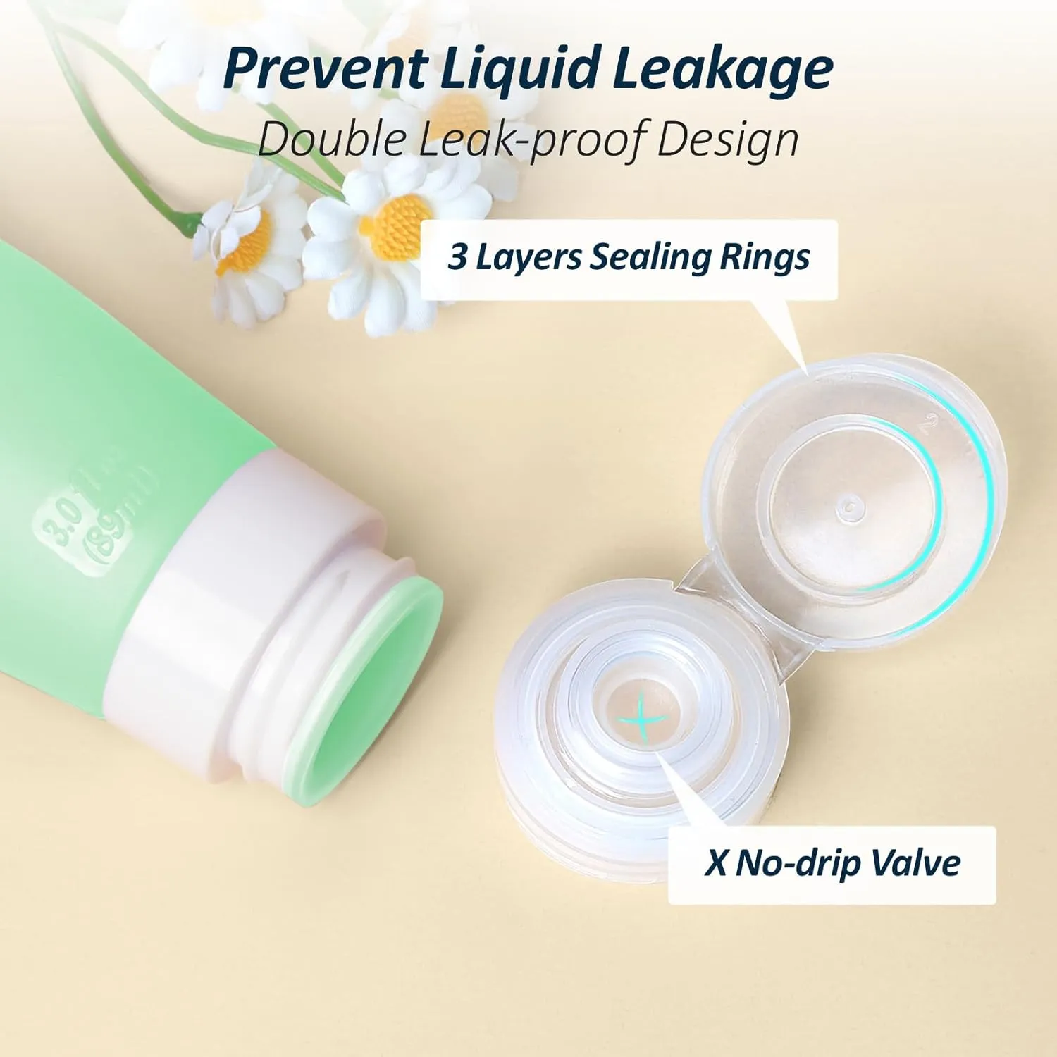 PACKISM TSA Approved Travel Bottles - 5 Pack Leakproof Silicone 3oz Travel Bottles for Toiletries with Clear Makeup Bag, Travel Accessories for Shampoo Conditioner Lotion Body Wash(BPA Free)