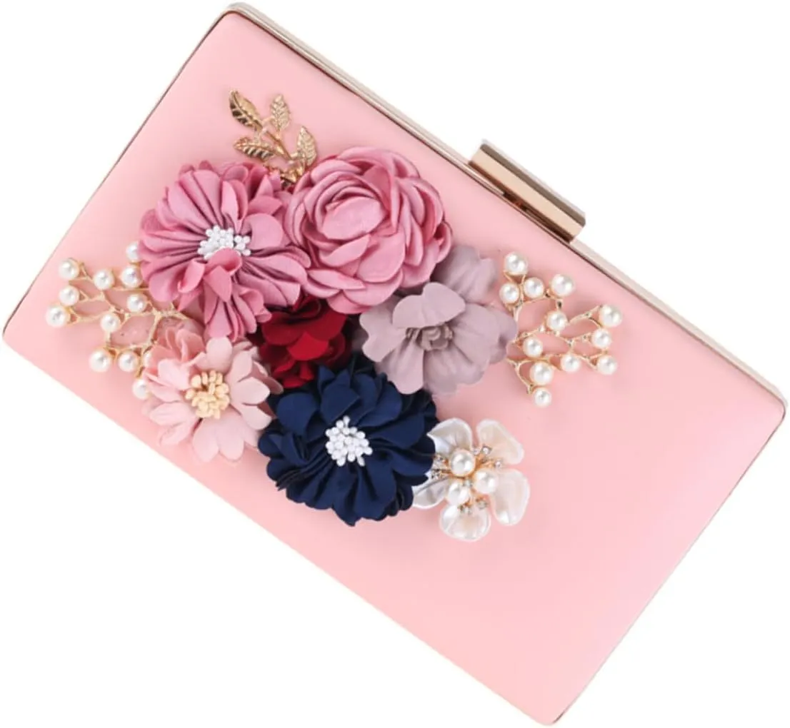 Pearl Blossom Handbag for Women Evening Clutch Purses Rhine Stone Evening Bag Wedding Handbags