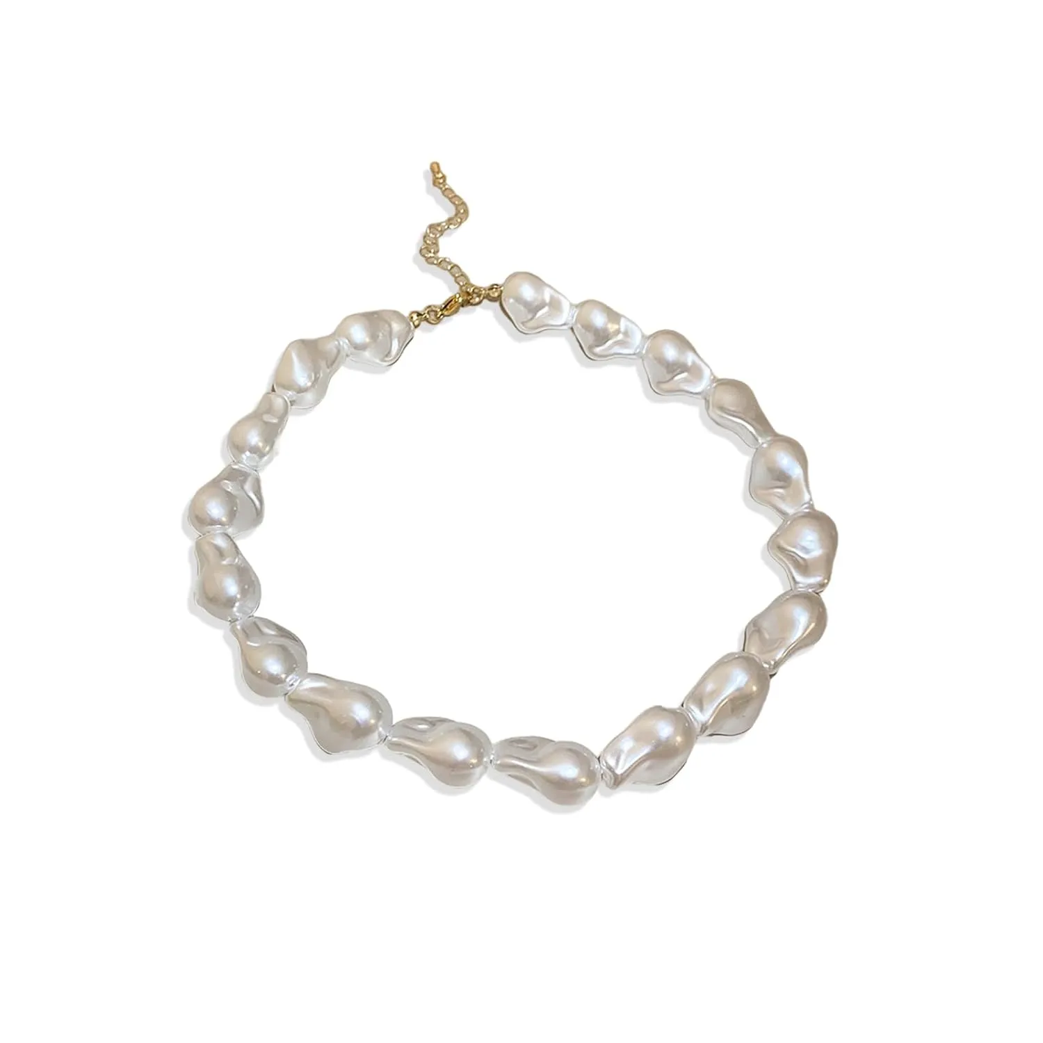 Pearl Charm Necklace Baroque Pearl Choker Necklaces for Women White Faux Pearl Necklace Chunky Pearl Costume Jewelry