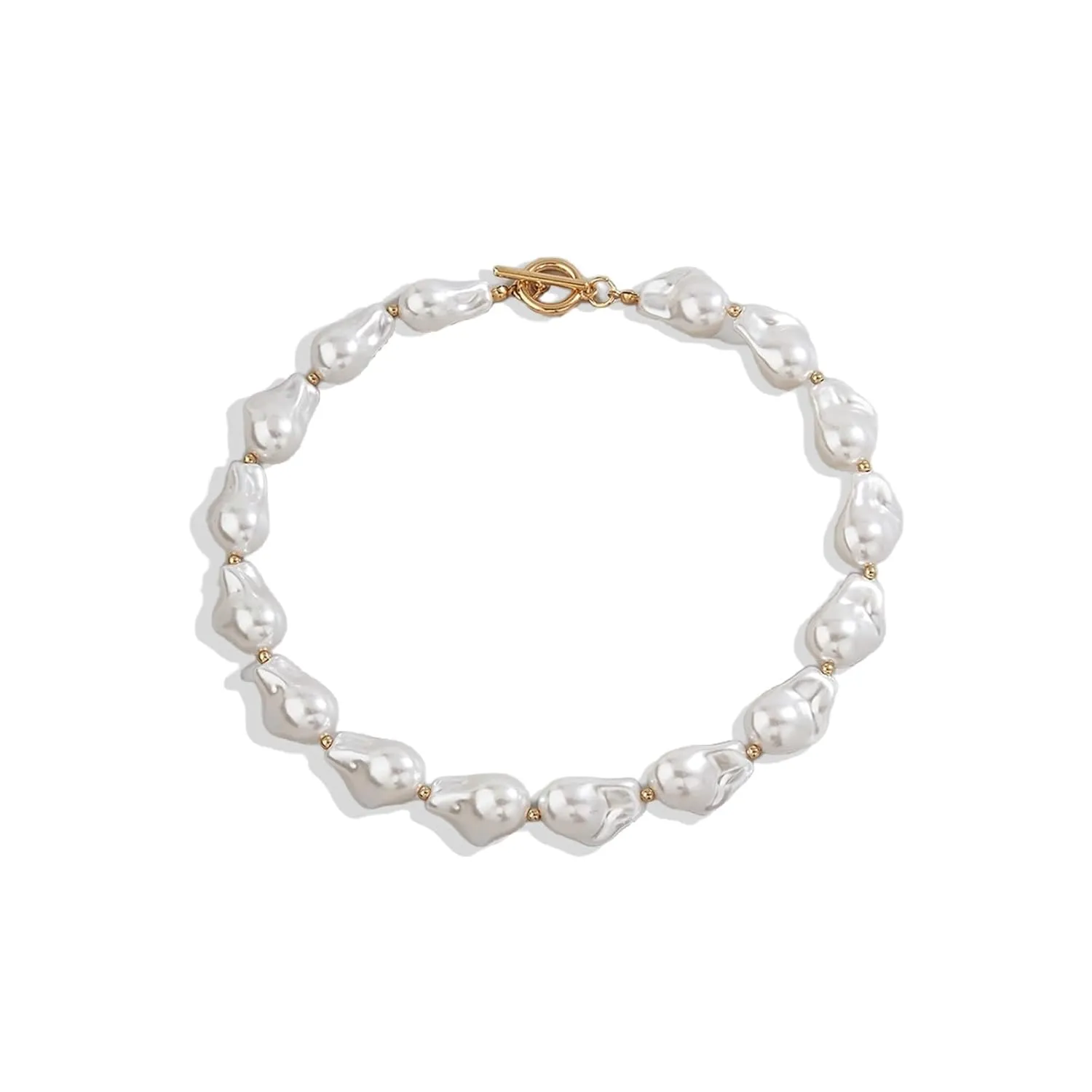 Pearl Charm Necklace Baroque Pearl Choker Necklaces for Women White Faux Pearl Necklace Chunky Pearl Costume Jewelry
