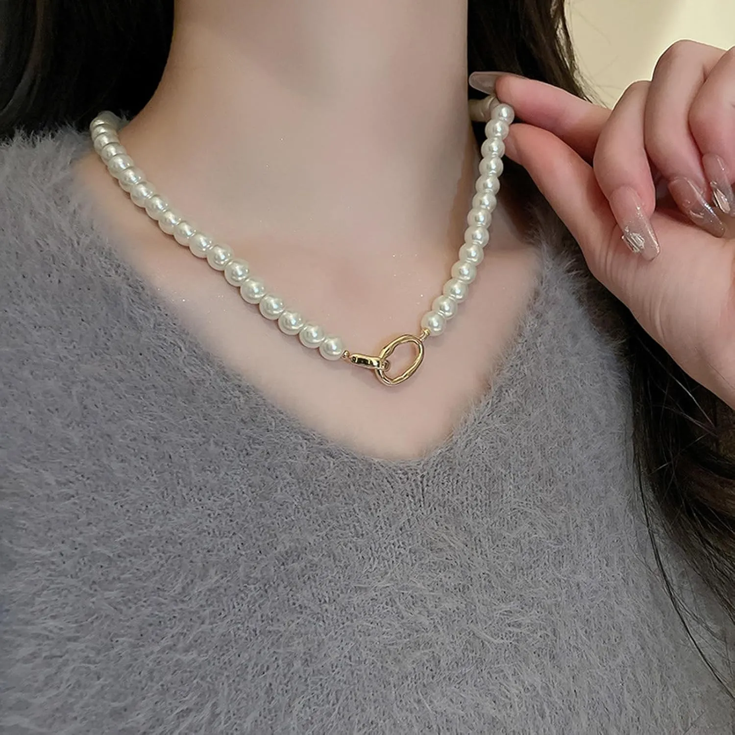 Pearl Choker Necklace Pearl Necklaces for Women Wedding Pearl Beaded Necklace Dainty Pearl Jewelry for Wedding