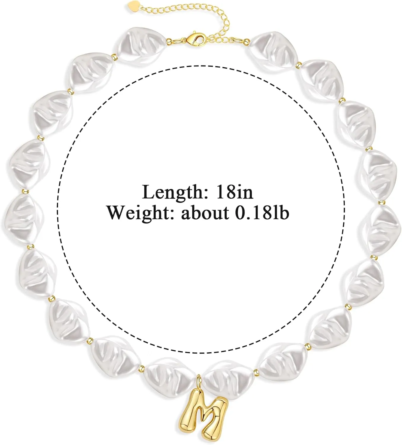 Pearl Initial Necklaces for Women Teens,Baroque Pearl Necklace Boho Bubble Necklace Letter Choker Necklace for Women Birthday Wedding Jewelry Gifts