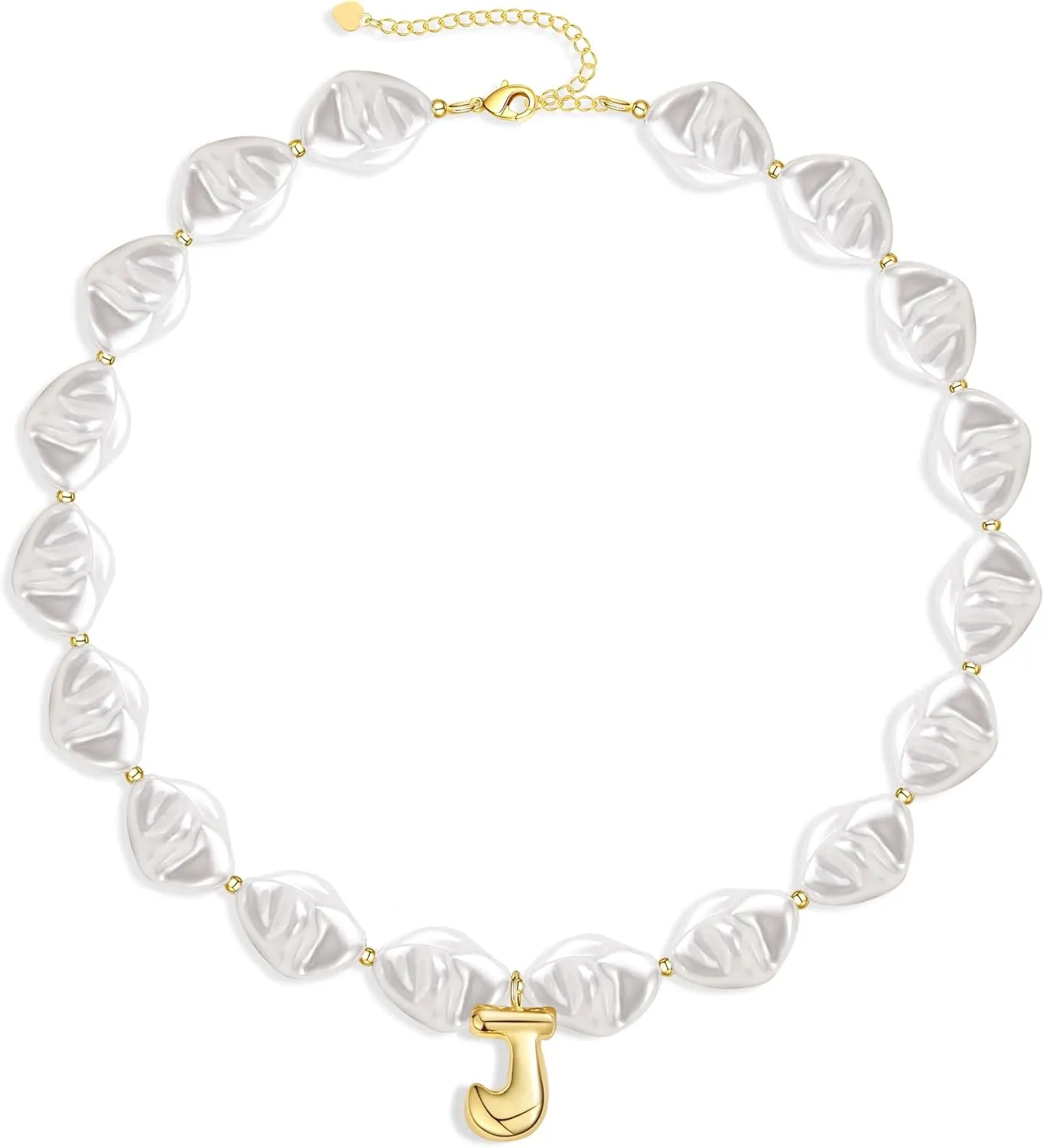 Pearl Initial Necklaces for Women Teens,Baroque Pearl Necklace Boho Bubble Necklace Letter Choker Necklace for Women Birthday Wedding Jewelry Gifts
