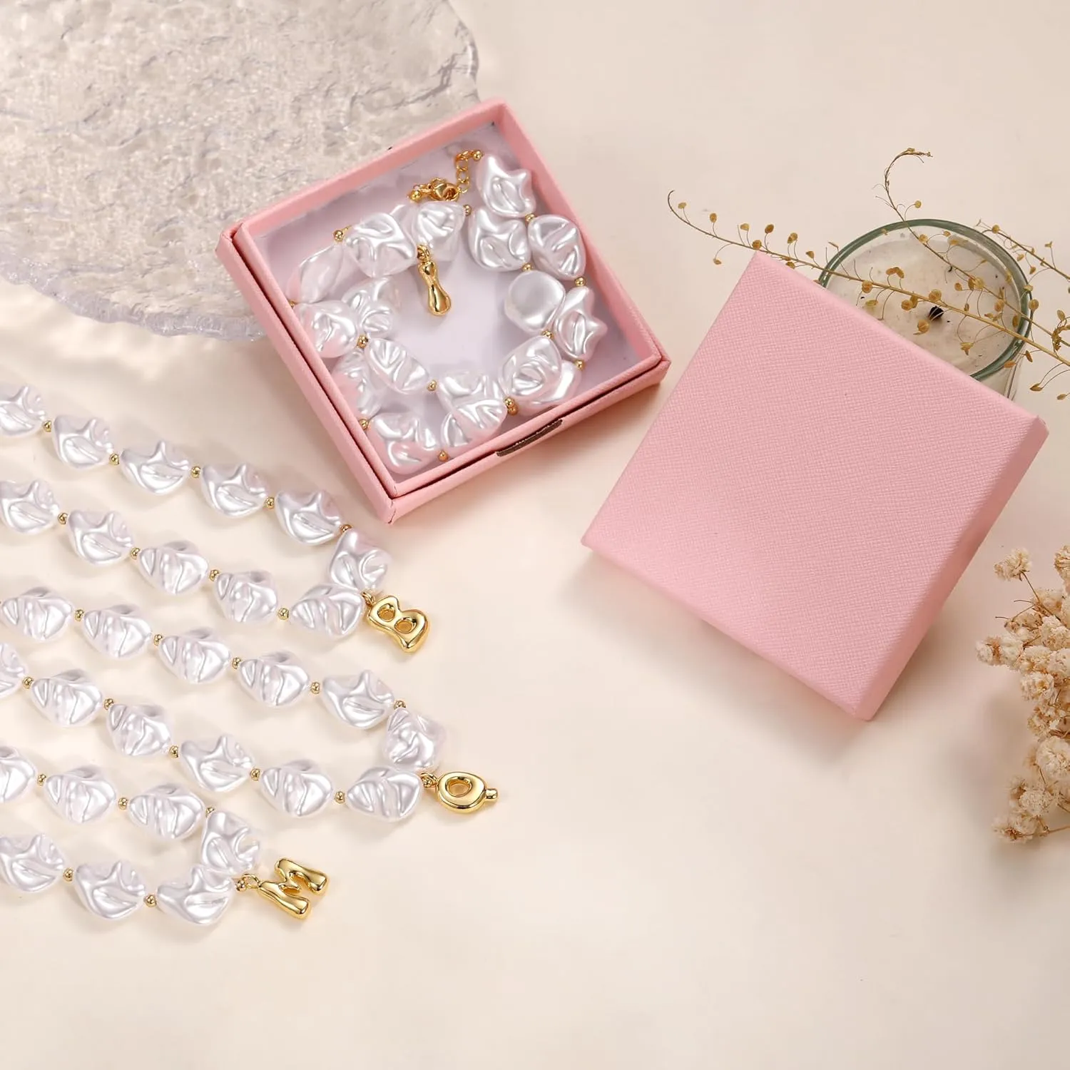 Pearl Initial Necklaces for Women Teens,Baroque Pearl Necklace Boho Bubble Necklace Letter Choker Necklace for Women Birthday Wedding Jewelry Gifts