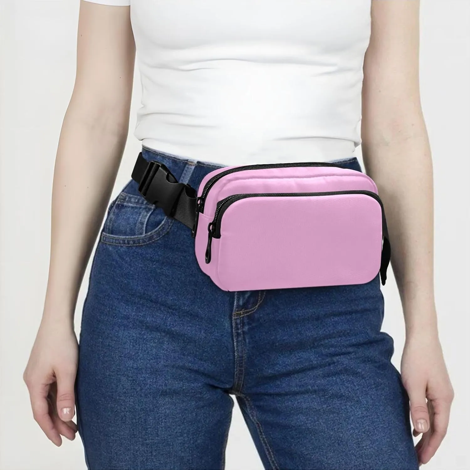Pearl Pink Fanny Packs for Women Waterproof Hip Pack Belt Pouch Cartoon Waist Bag for Women