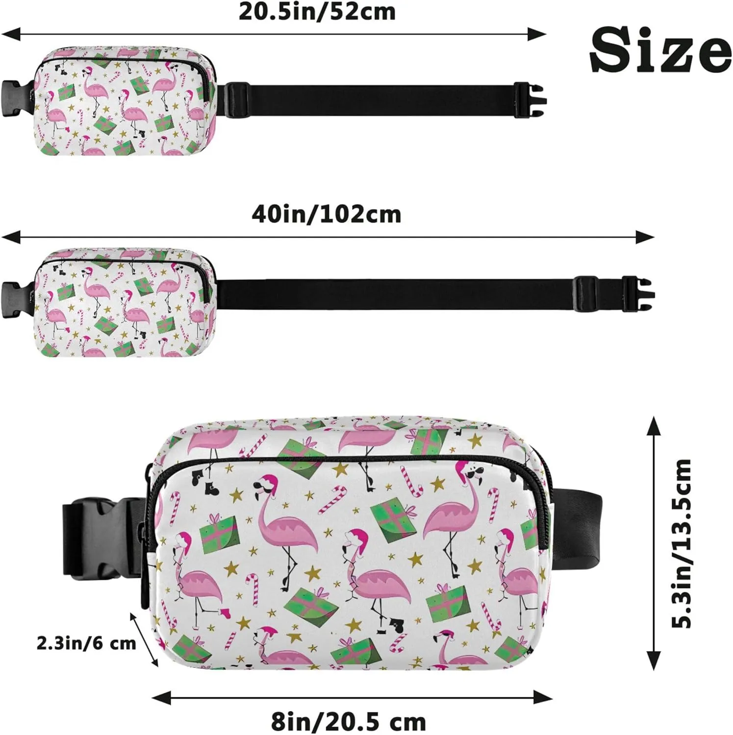 Personalized Christmas Flamingo Funny Women Fanny Pack Waterproof Hip Pouch Belt Bag Cute Waist Pouches for Men