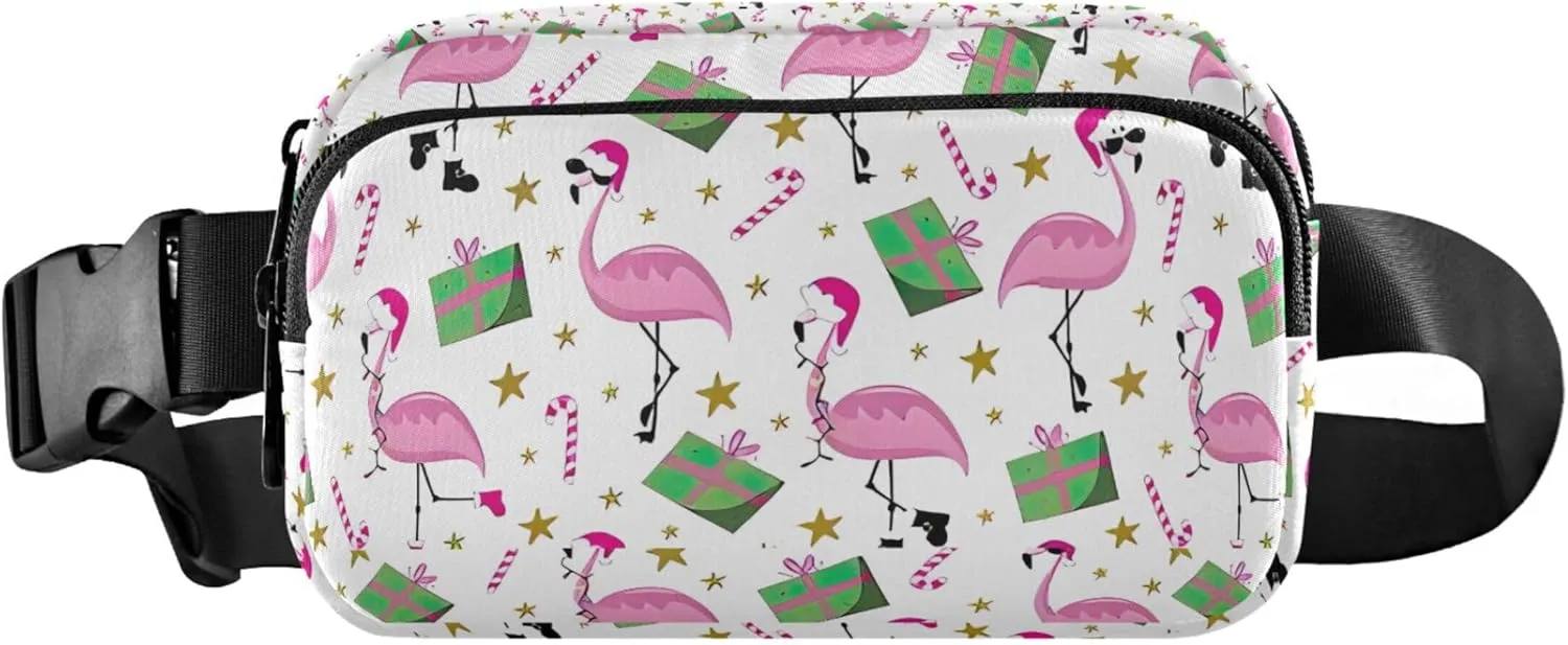 Personalized Christmas Flamingo Funny Women Fanny Pack Waterproof Hip Pouch Belt Bag Cute Waist Pouches for Men