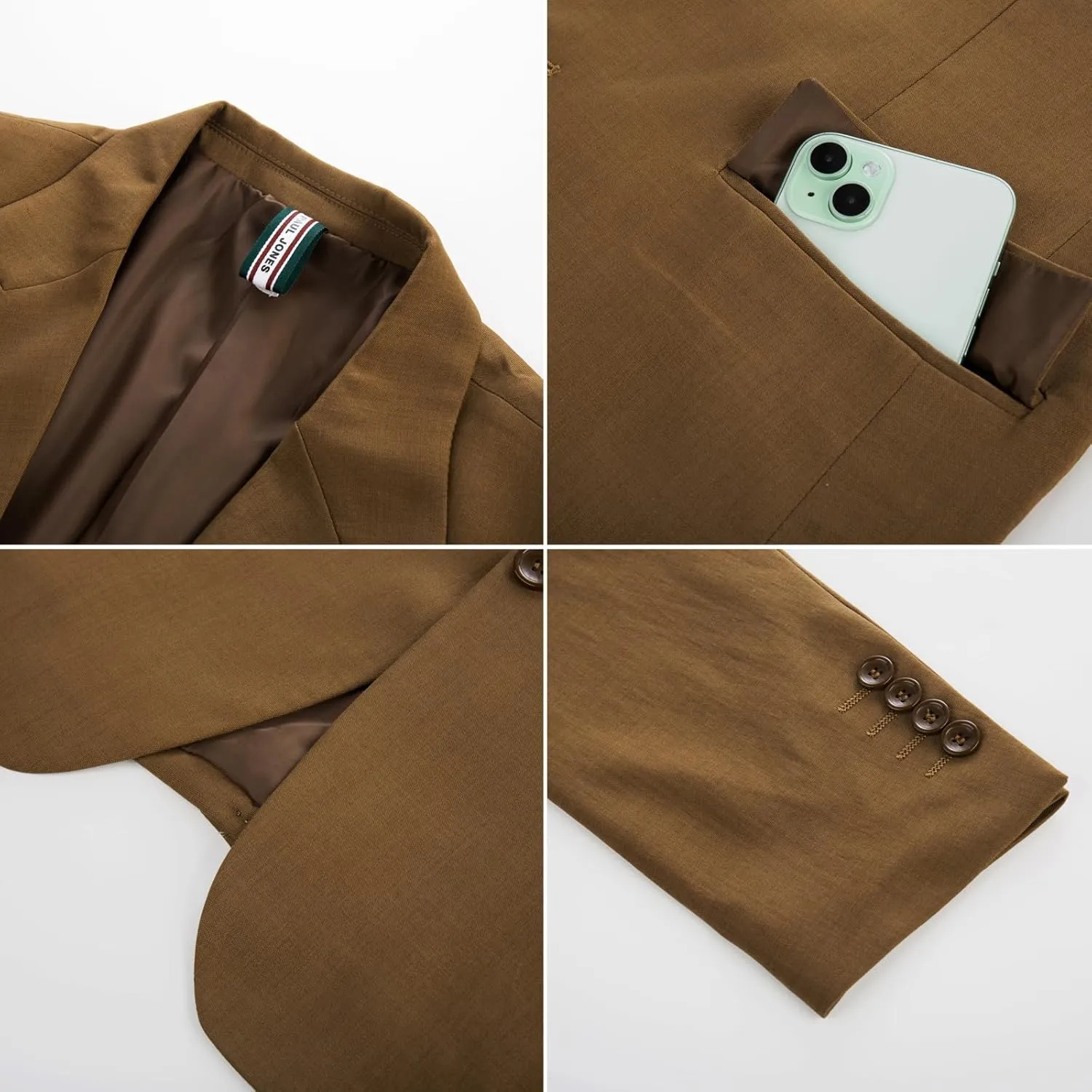 PJ PAUL JONES Mens Blazer Lightweight Sport Coats Casual Two Buttons Notched Lapel Suit Jacket with Removable Brooch