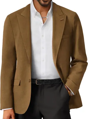 PJ PAUL JONES Mens Blazer Lightweight Sport Coats Casual Two Buttons Notched Lapel Suit Jacket with Removable Brooch