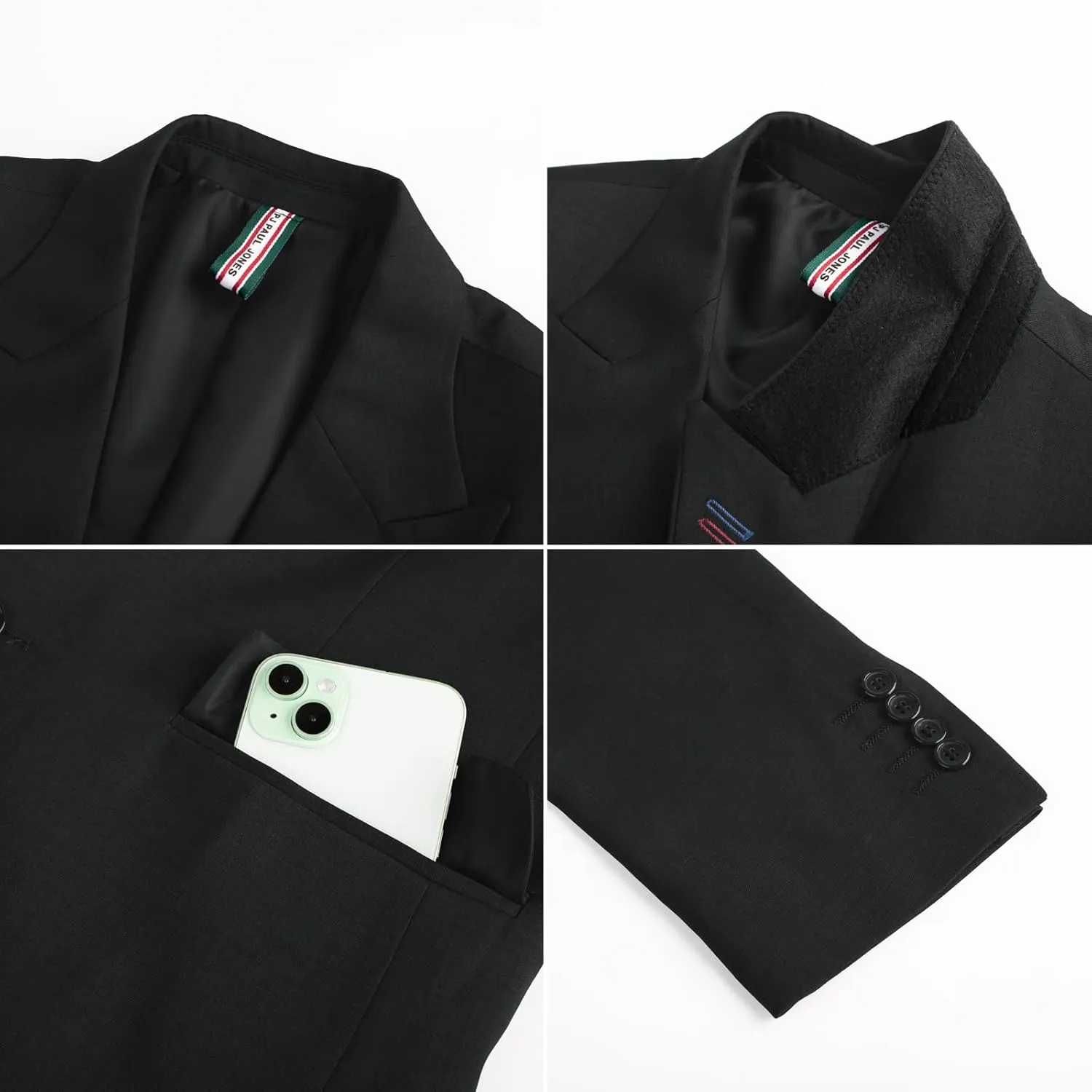 PJ PAUL JONES Mens Blazer Lightweight Sport Coats Casual Two Buttons Notched Lapel Suit Jacket with Removable Brooch