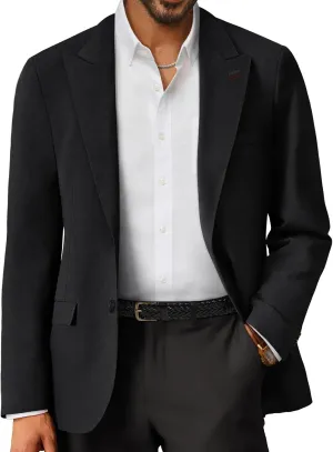 PJ PAUL JONES Mens Blazer Lightweight Sport Coats Casual Two Buttons Notched Lapel Suit Jacket with Removable Brooch