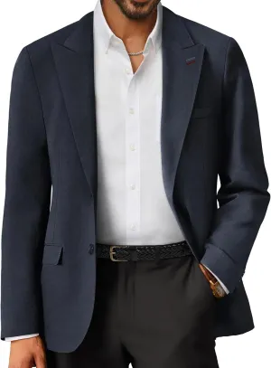 PJ PAUL JONES Mens Blazer Lightweight Sport Coats Casual Two Buttons Notched Lapel Suit Jacket with Removable Brooch