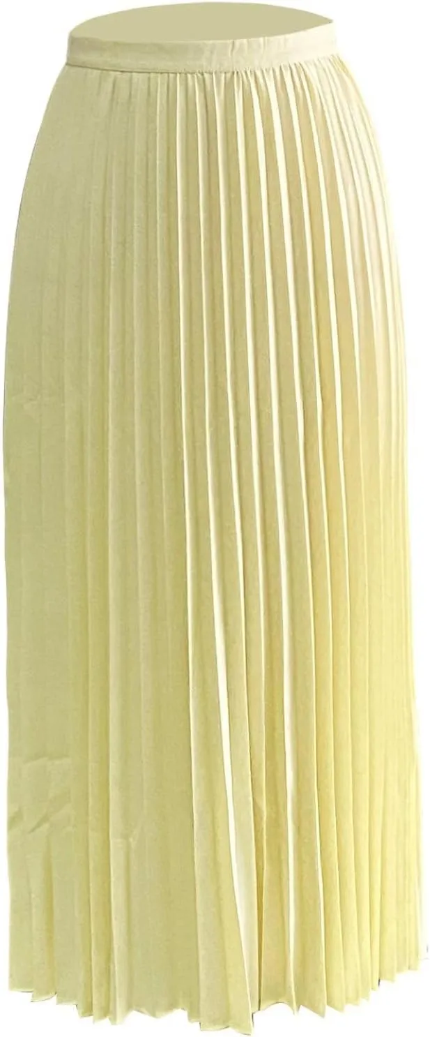 Pleated Flowing Wrap Skirt for Women Summer Solid Color High Waisted Skirt Side Zipper Skirt