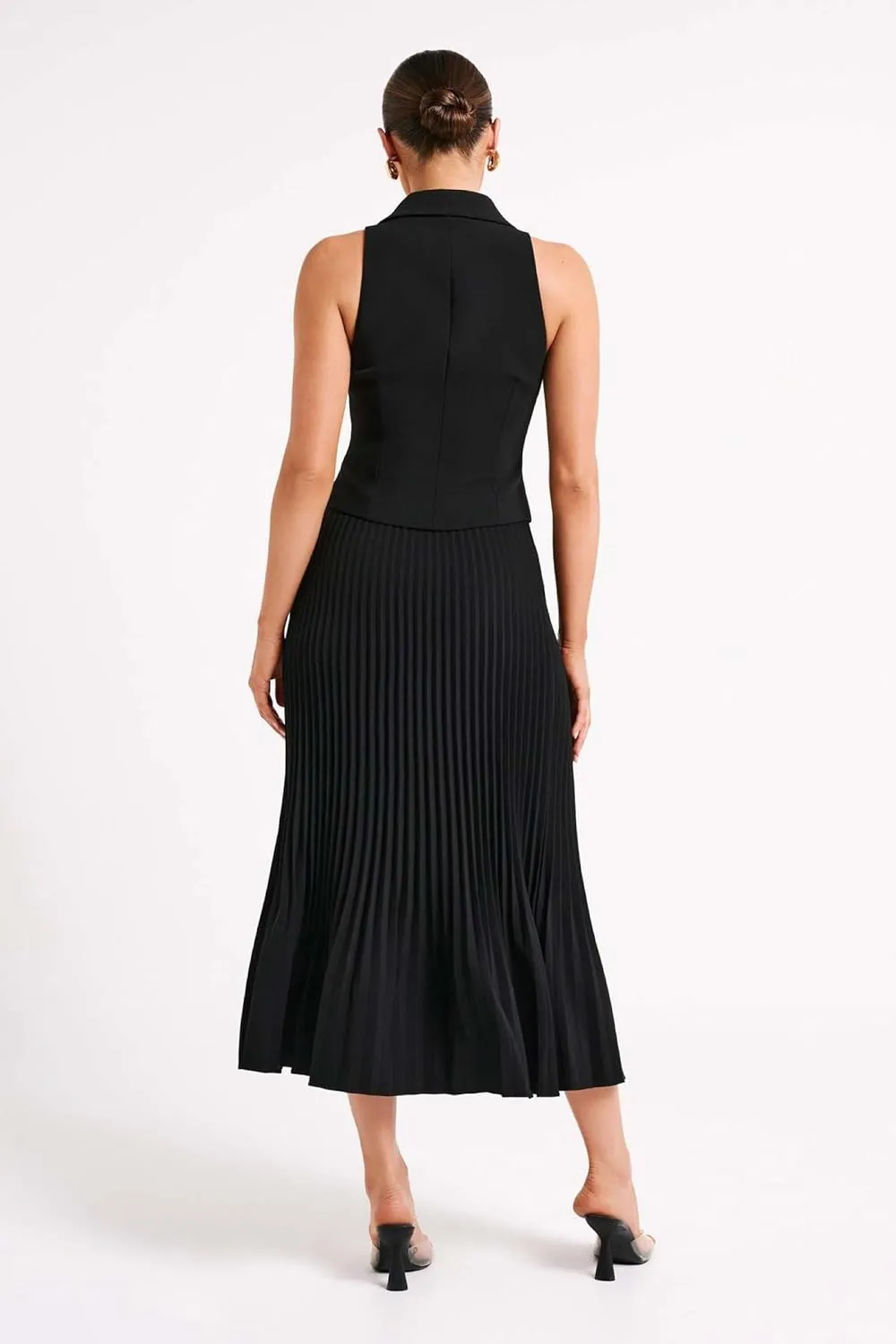 Pleated Flowing Wrap Skirt for Women Summer Solid Color High Waisted Skirt Side Zipper Skirt