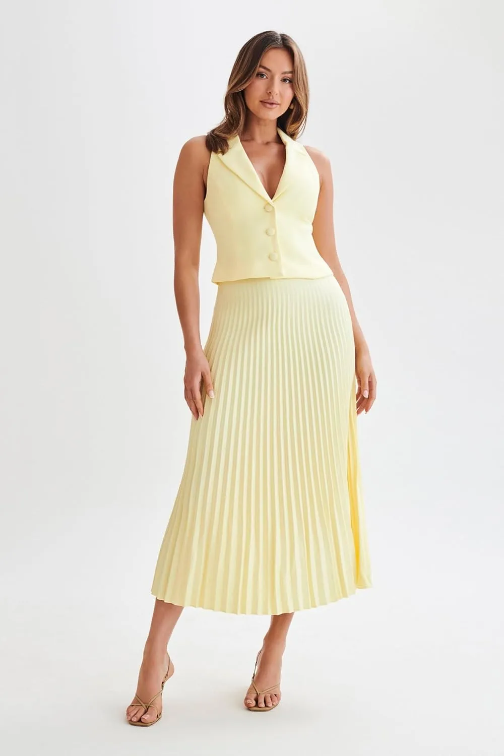 Pleated Flowing Wrap Skirt for Women Summer Solid Color High Waisted Skirt Side Zipper Skirt