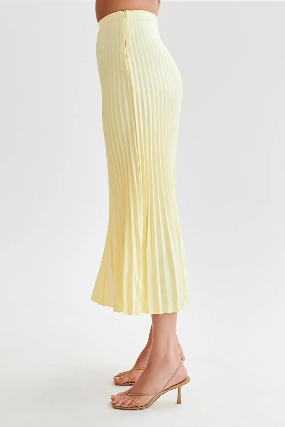 Pleated Flowing Wrap Skirt for Women Summer Solid Color High Waisted Skirt Side Zipper Skirt