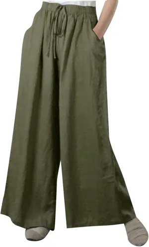 Plus Size Wide Leg Pants for Women Baggy Flowy Palazzo Pants High Waist Lounge Pants Stretchy Yoga Pants