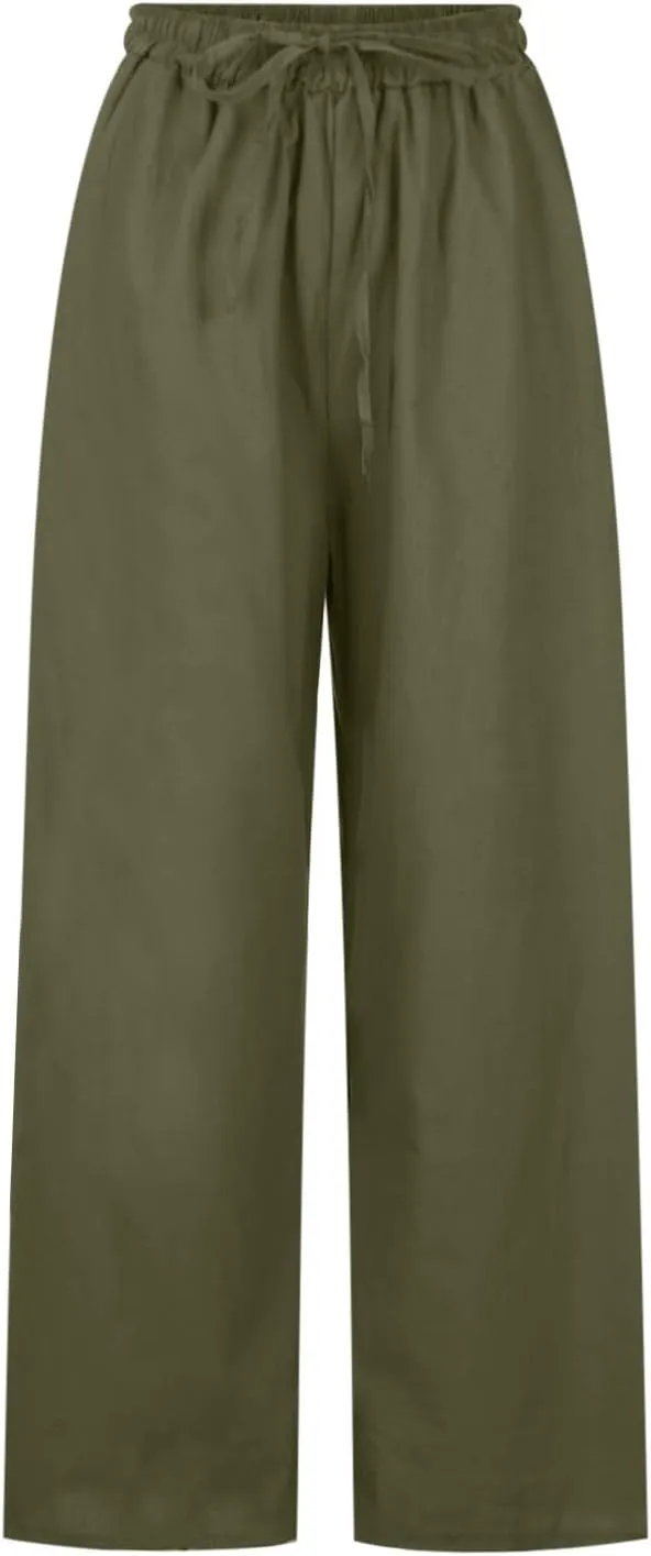 Plus Size Wide Leg Pants for Women Baggy Flowy Palazzo Pants High Waist Lounge Pants Stretchy Yoga Pants