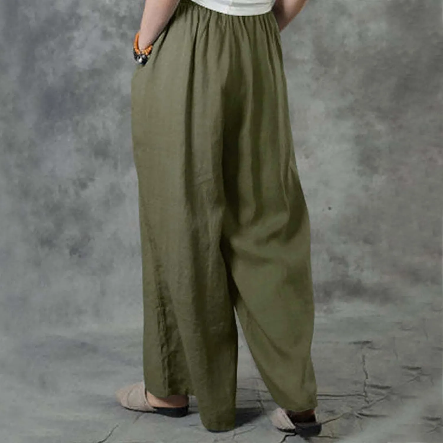 Plus Size Wide Leg Pants for Women Baggy Flowy Palazzo Pants High Waist Lounge Pants Stretchy Yoga Pants