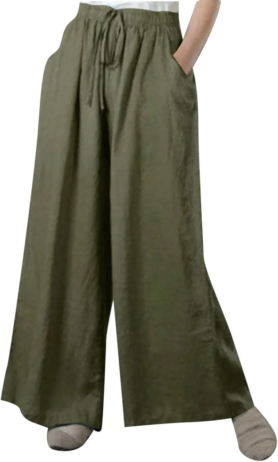 Plus Size Wide Leg Pants for Women Baggy Flowy Palazzo Pants High Waist Lounge Pants Stretchy Yoga Pants