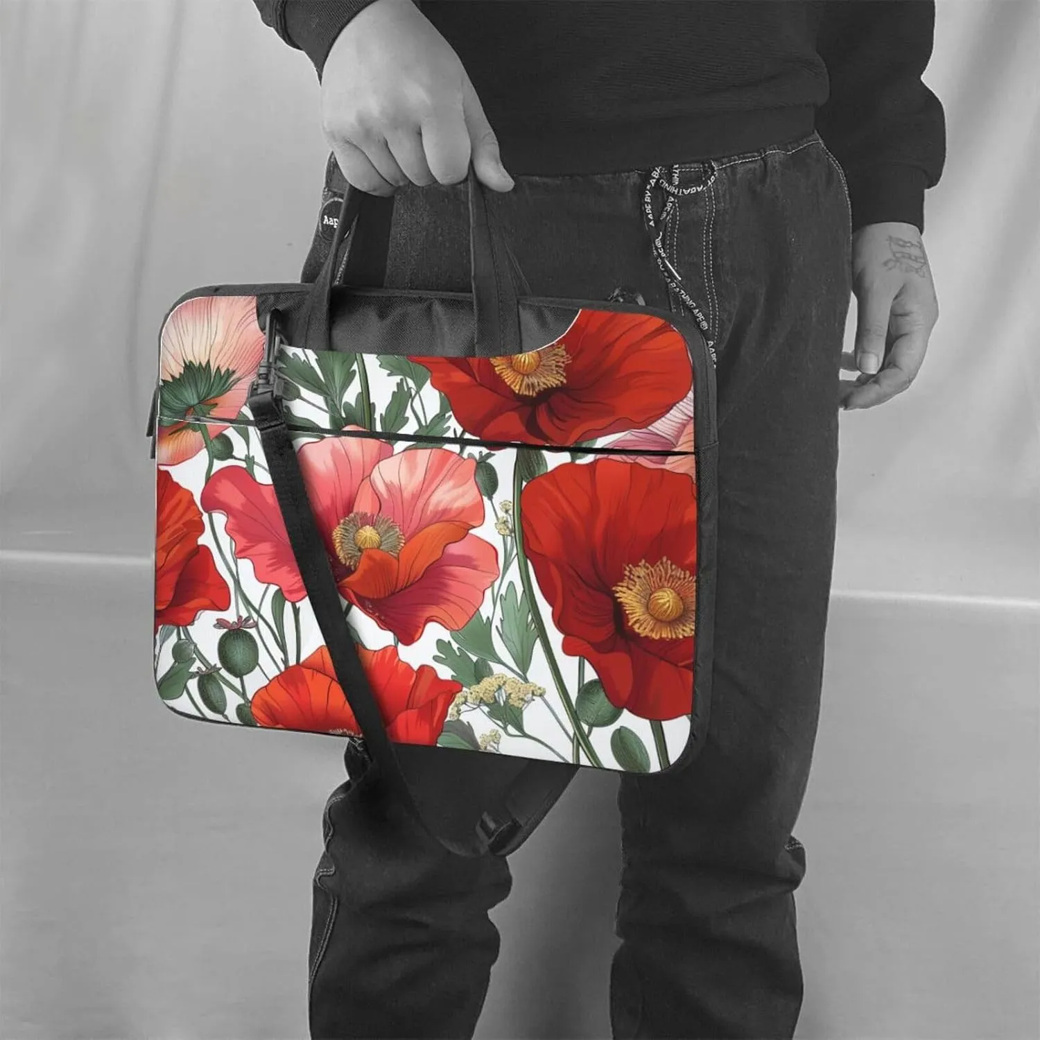 Poppy Print Laptop Tote Bag Laptop Tote Bag Travel Bag Business Computer Bag Work Bag for Men Women