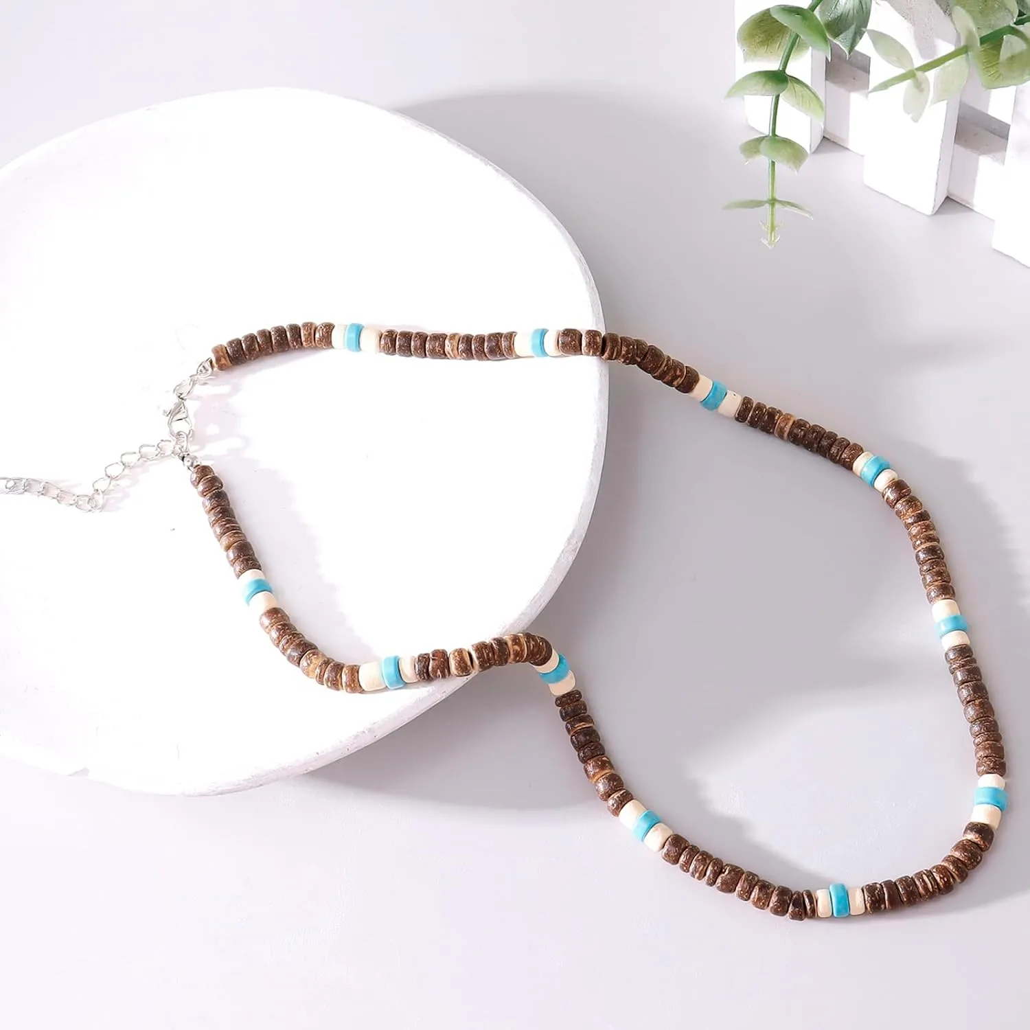 Puka Shell Necklace Men Beaded Necklace for Men Beach Surfer Necklaces Jewelry Beach Vacation Essentials Summer Mens Necklaces