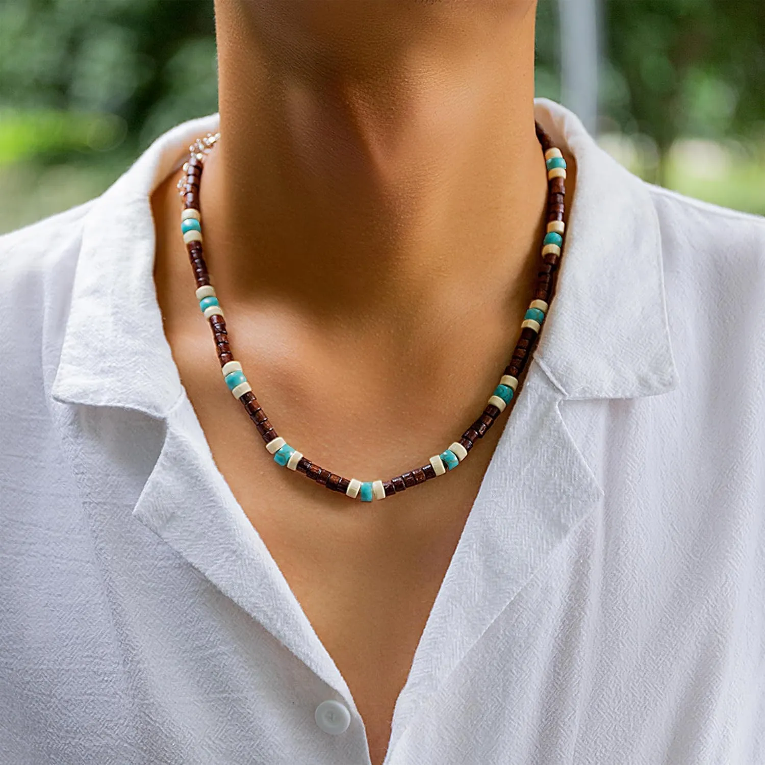 Puka Shell Necklace Men Beaded Necklace for Men Beach Surfer Necklaces Jewelry Beach Vacation Essentials Summer Mens Necklaces