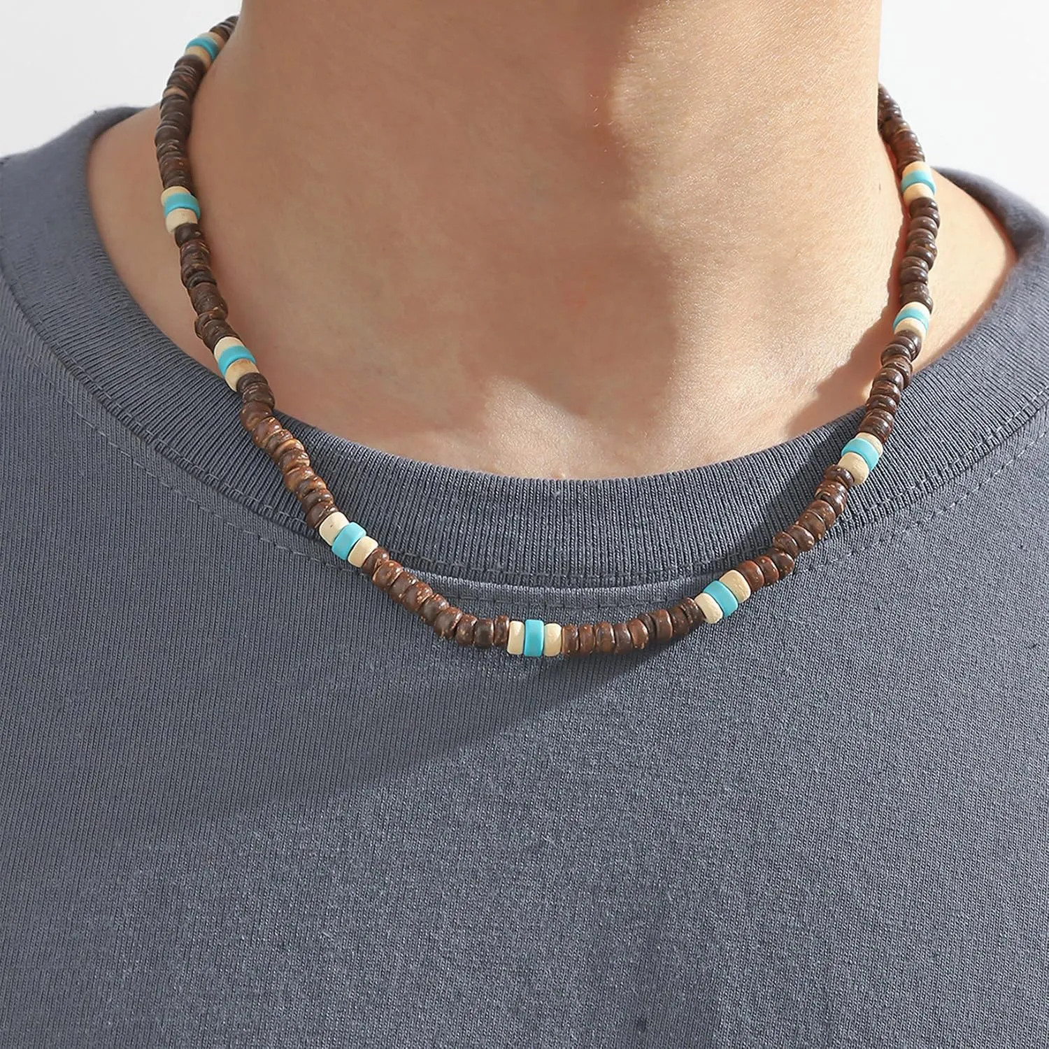 Puka Shell Necklace Men Beaded Necklace for Men Beach Surfer Necklaces Jewelry Beach Vacation Essentials Summer Mens Necklaces
