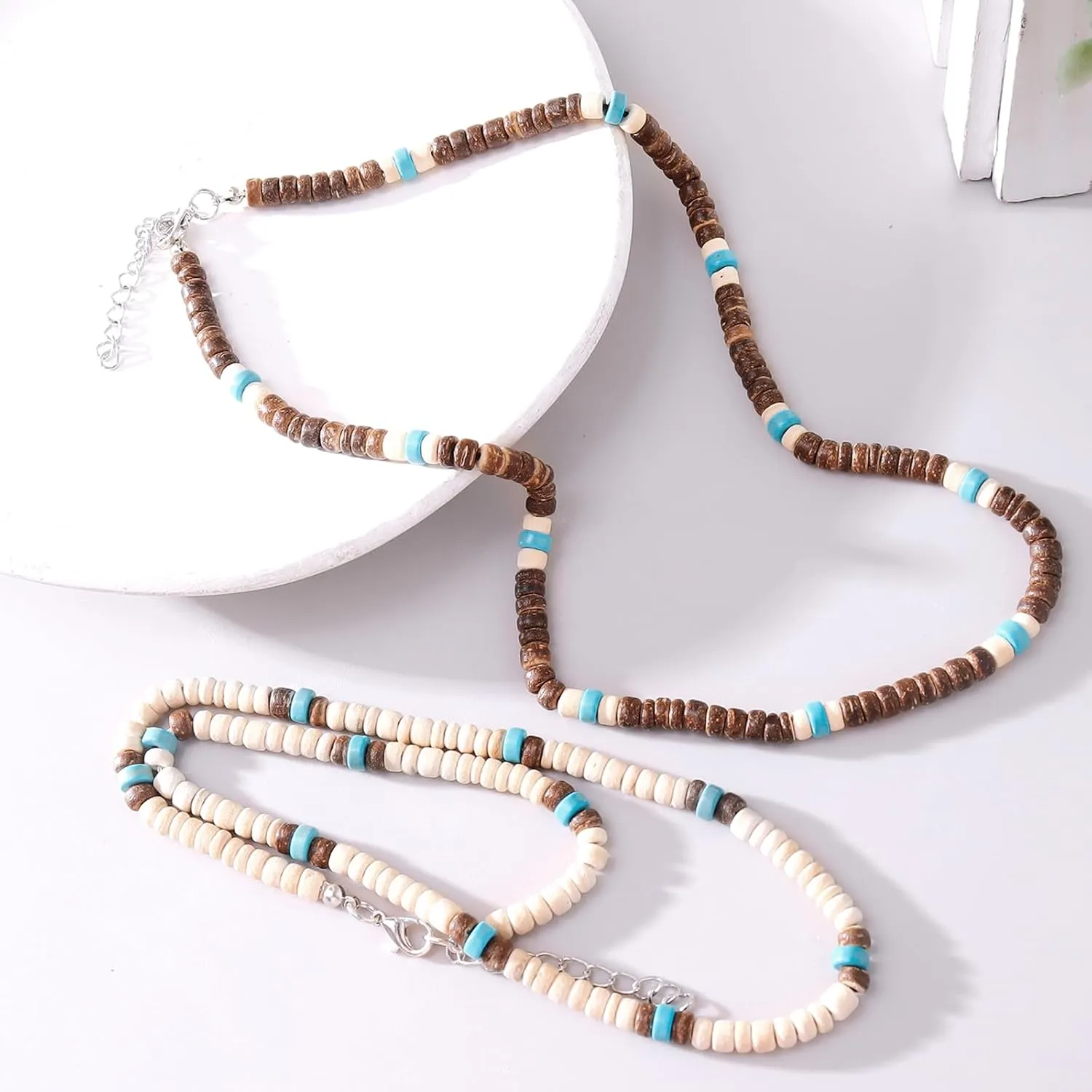 Puka Shell Necklace Men Beaded Necklace for Men Beach Surfer Necklaces Jewelry Beach Vacation Essentials Summer Mens Necklaces