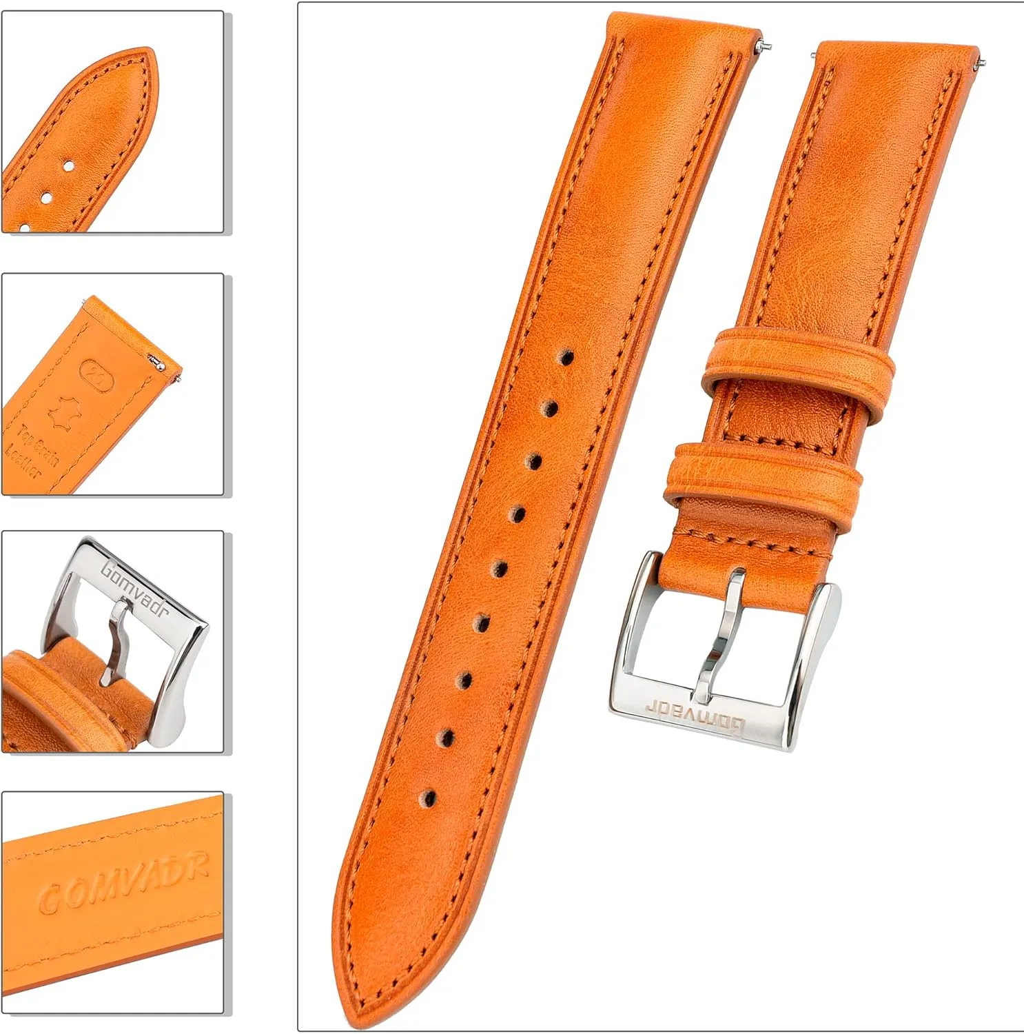 Quick Release Leather Watch Band, Two Tone Oil-tanned Top Grain Leather Watch Straps 18mm 20mm 21mm 22mm Replacement Watch Belt for Men Women