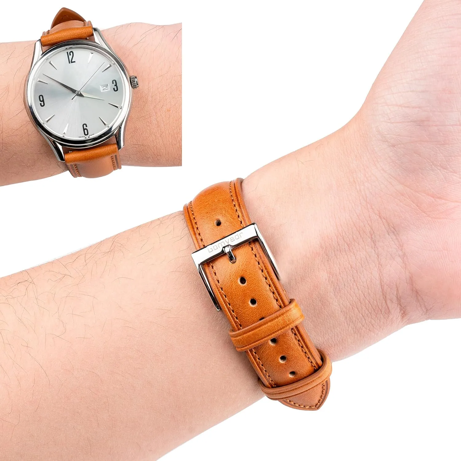 Quick Release Leather Watch Band, Two Tone Oil-tanned Top Grain Leather Watch Straps 18mm 20mm 21mm 22mm Replacement Watch Belt for Men Women