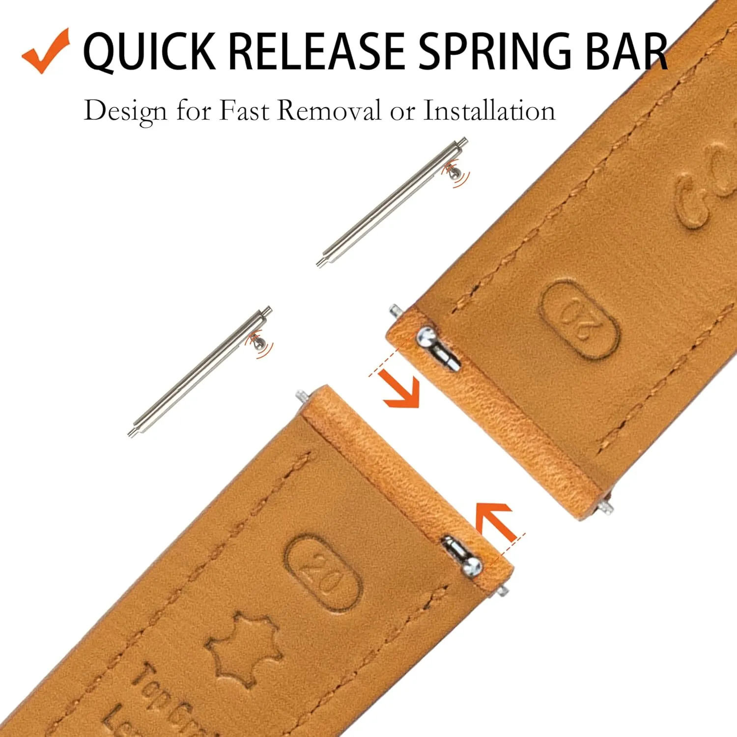 Quick Release Leather Watch Band, Two Tone Oil-tanned Top Grain Leather Watch Straps 18mm 20mm 21mm 22mm Replacement Watch Belt for Men Women
