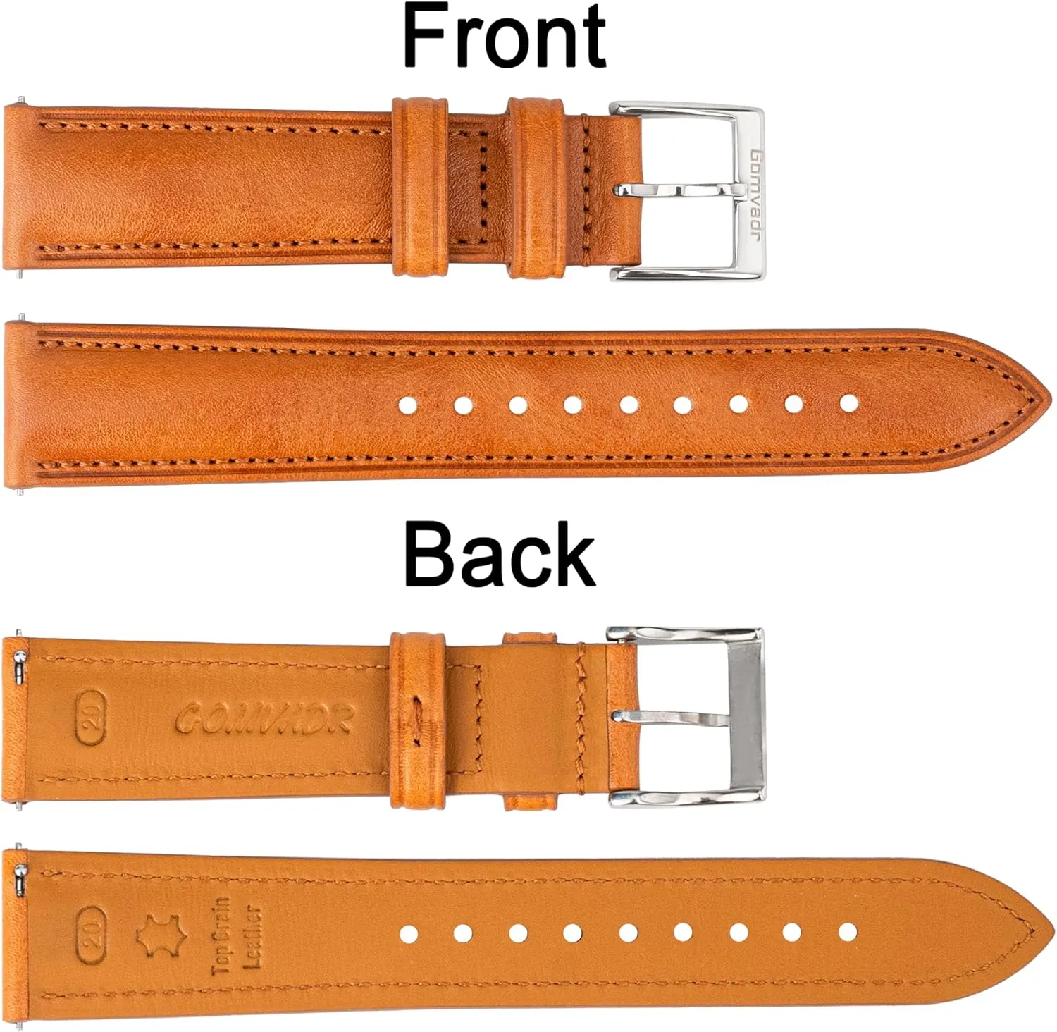 Quick Release Leather Watch Band, Two Tone Oil-tanned Top Grain Leather Watch Straps 18mm 20mm 21mm 22mm Replacement Watch Belt for Men Women
