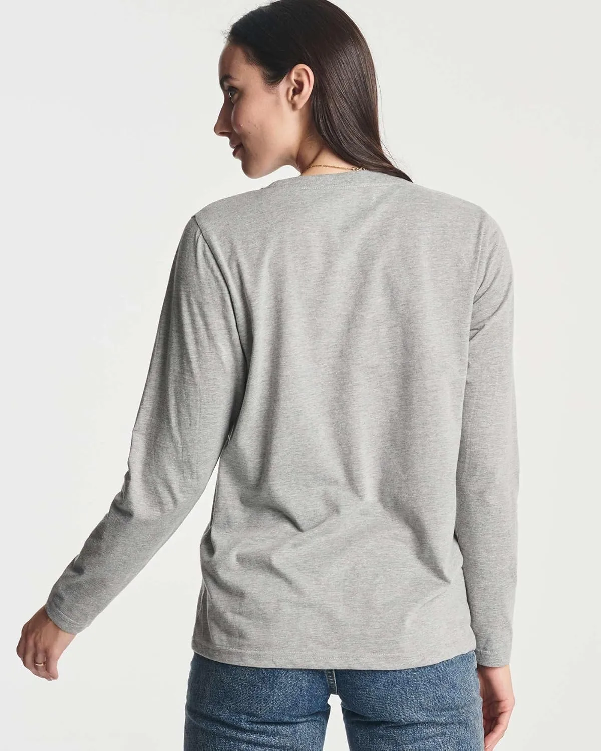 Real Essentials 4 Pack: Women's Cotton Classic-Fit Long-Sleeve Crewneck T-Shirt (Available in Plus Size)