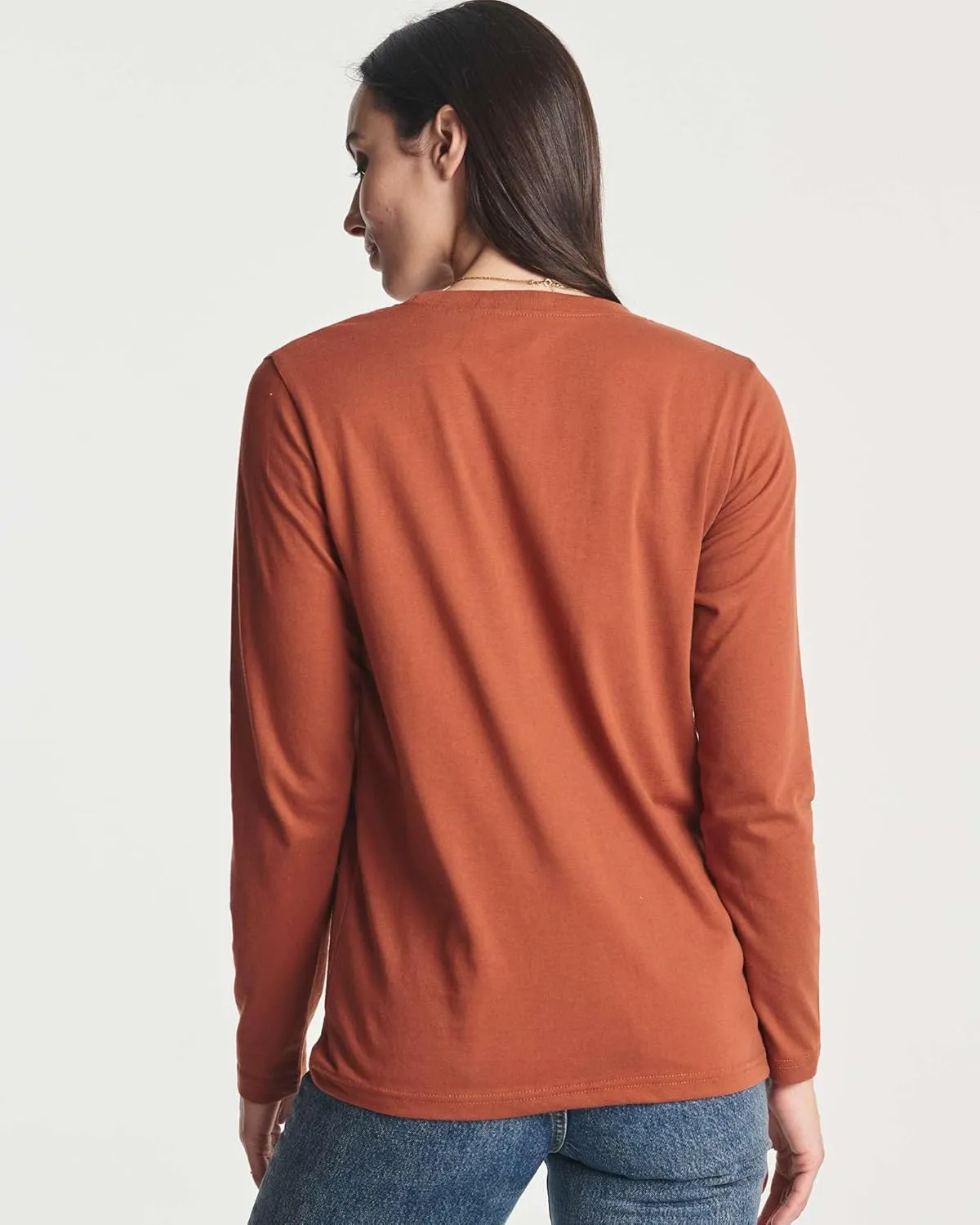 Real Essentials 4 Pack: Women's Cotton Classic-Fit Long-Sleeve Crewneck T-Shirt (Available in Plus Size)