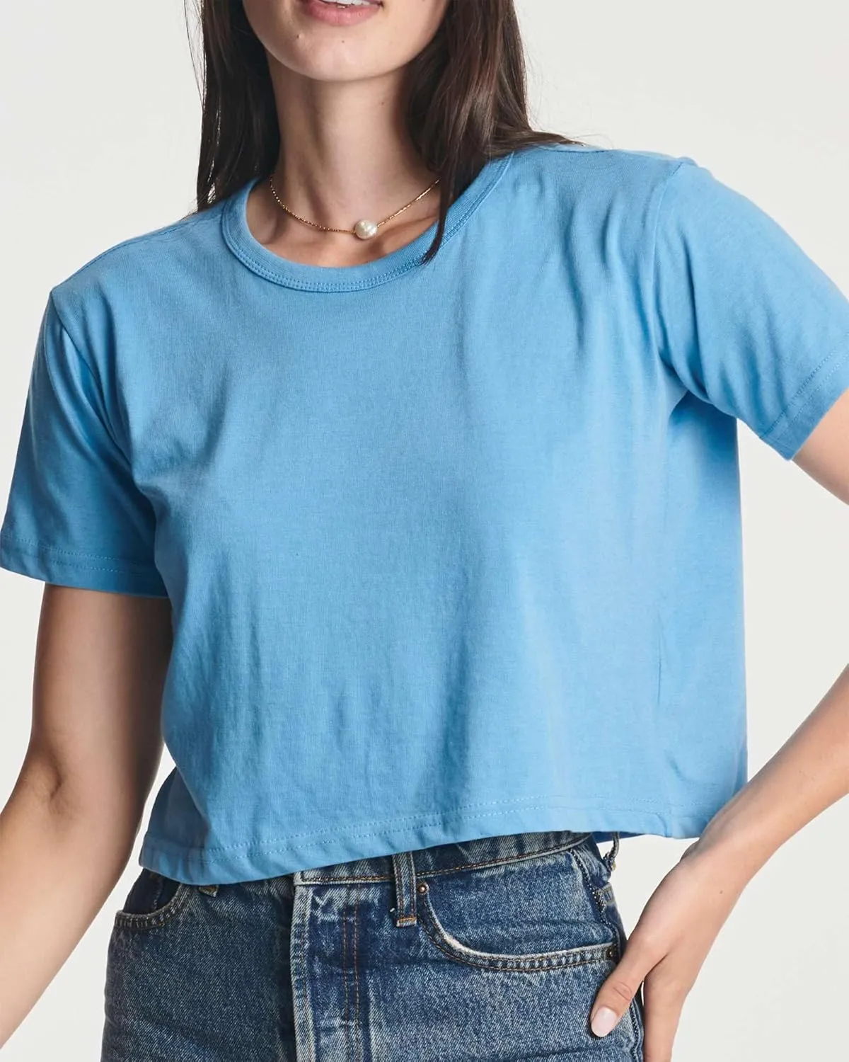 Real Essentials 4 Pack: Women's Cotton Short Sleeve Crop Top  Cropped Casual Crew Neck T-Shirts (Available in Plus Size)