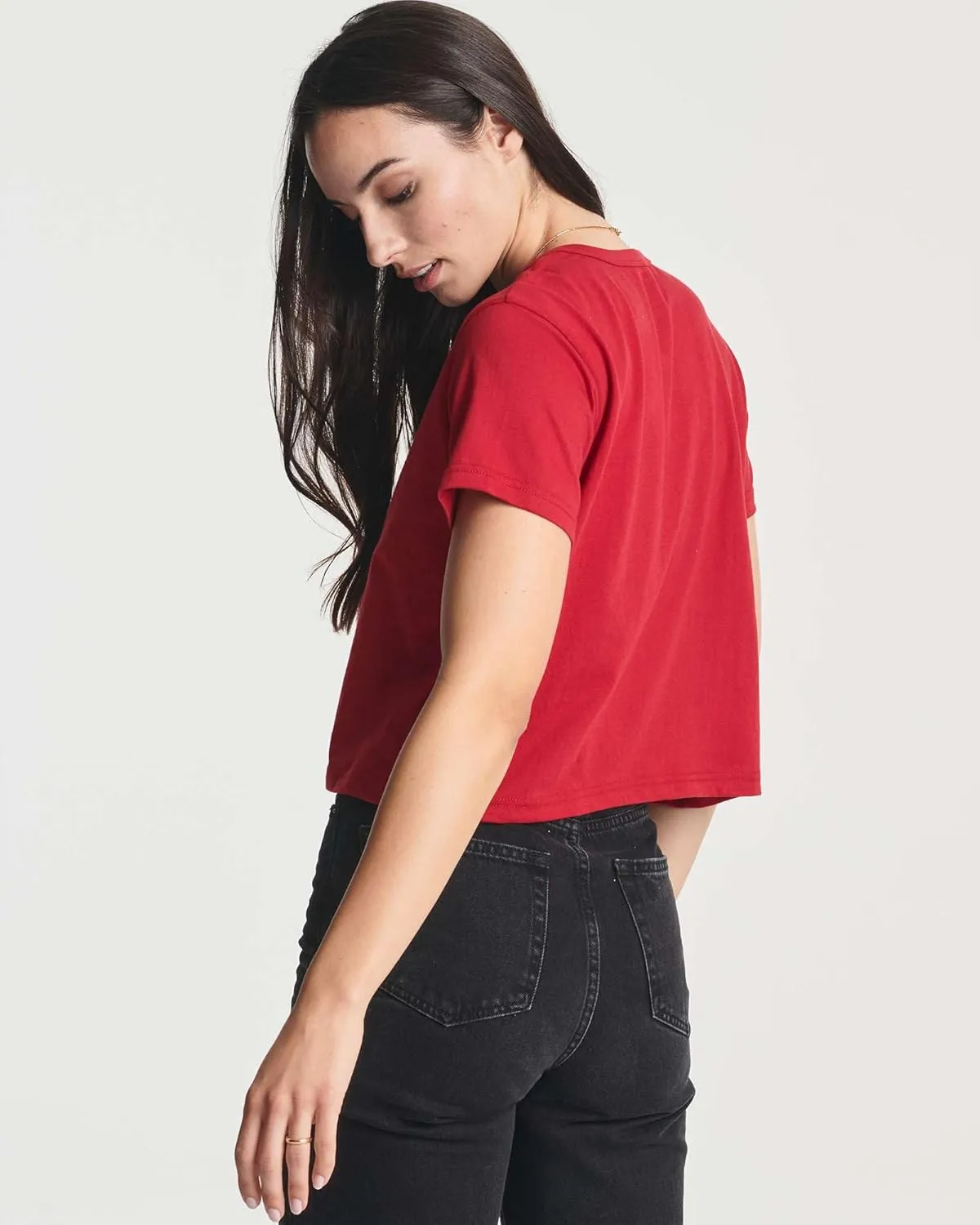 Real Essentials 4 Pack: Women's Cotton Short Sleeve Crop Top  Cropped Casual Crew Neck T-Shirts (Available in Plus Size)