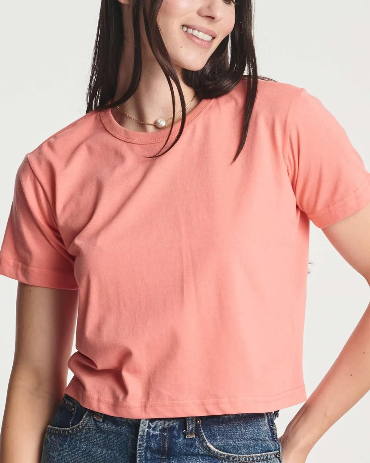Real Essentials 4 Pack: Women's Cotton Short Sleeve Crop Top  Cropped Casual Crew Neck T-Shirts (Available in Plus Size)