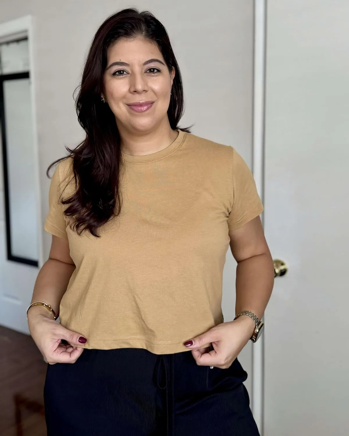 Real Essentials 4 Pack: Women's Cotton Short Sleeve Crop Top  Cropped Casual Crew Neck T-Shirts (Available in Plus Size)