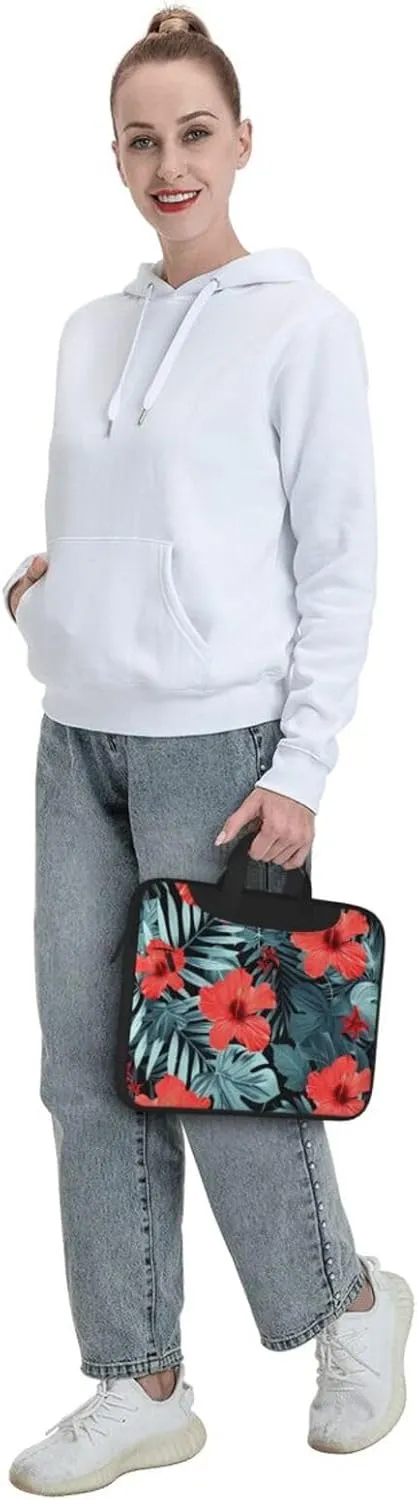 Red Hibiscus Print Laptop Tote Bag Travel Bag Business Computer Bag Work Bag for Men Women