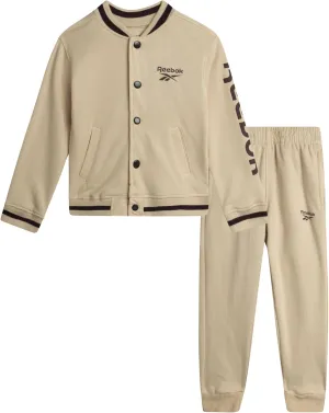 Reebok Boys' Pants Set - 2 Piece Fleece Varsity Jacket and Jogger Sweatpants - Sweatshirt and Pants Outfit for Toddlers, 2T-7